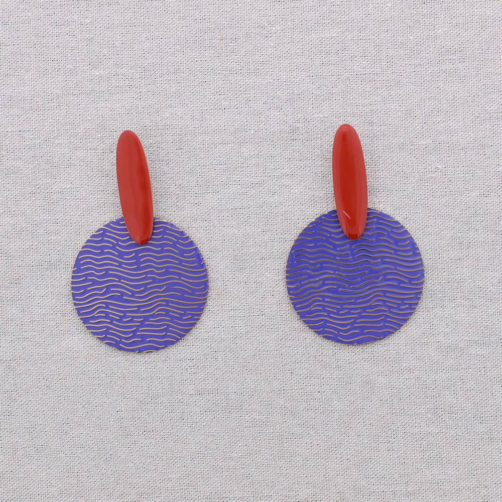 Ohrringe Edelstahl Anhänger Medaille Emaille: Azul