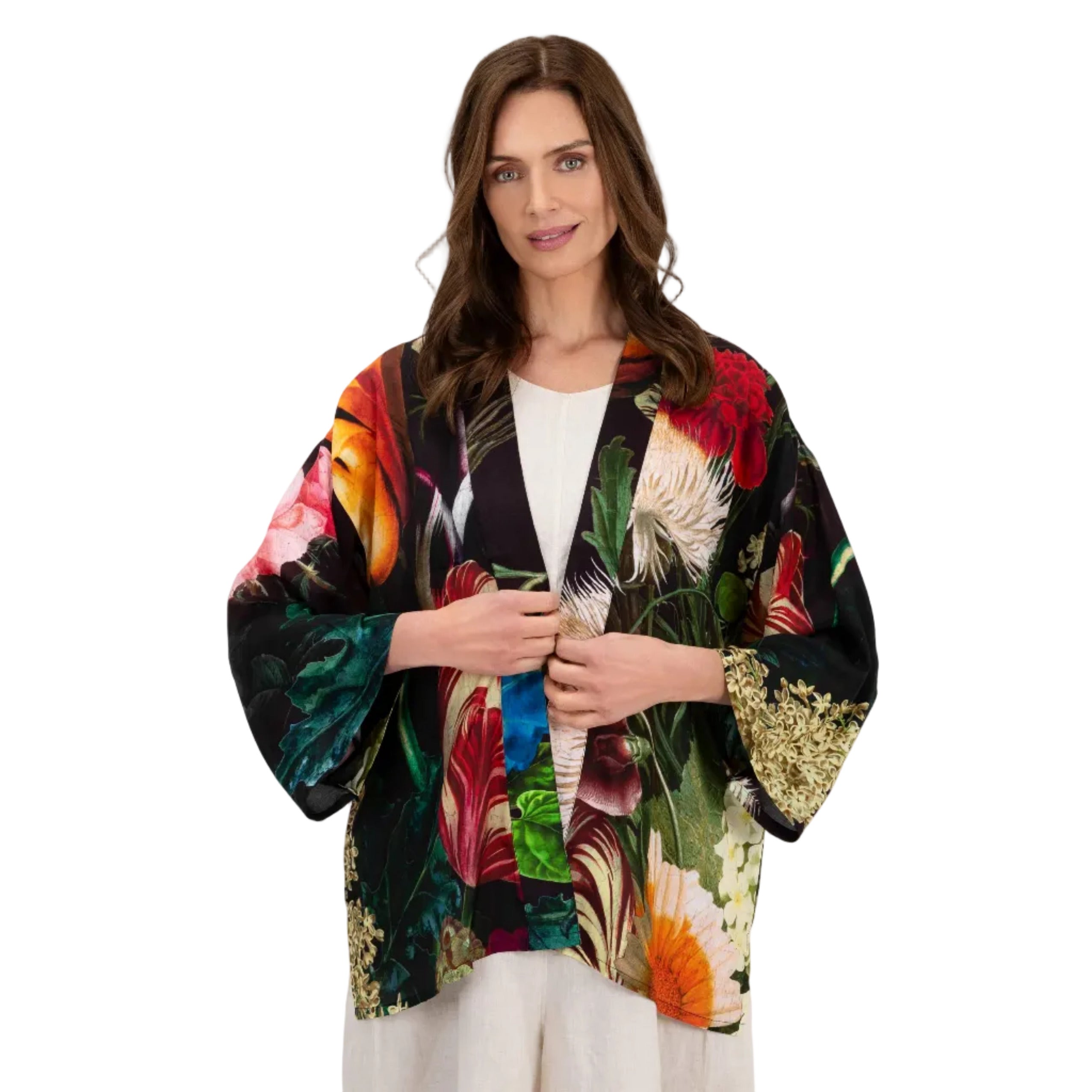 Kimono in mittlerer Länge - Opulentes Schokolade