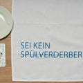 17;30 - Geschirrtuch weiss, SEI KEIN SPÜLVERDERBER, bonnie blue