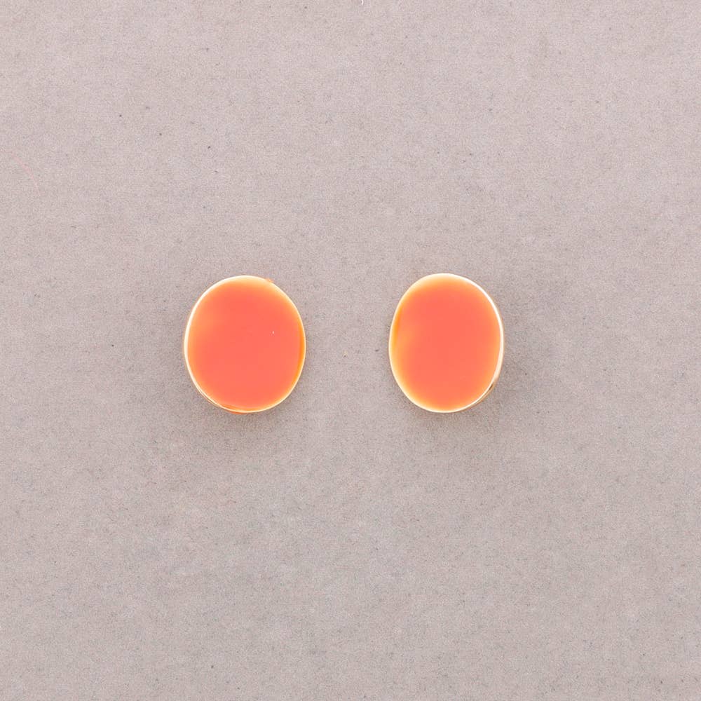 Clip-Ohrringe Medaille Emaille Metall: Orange