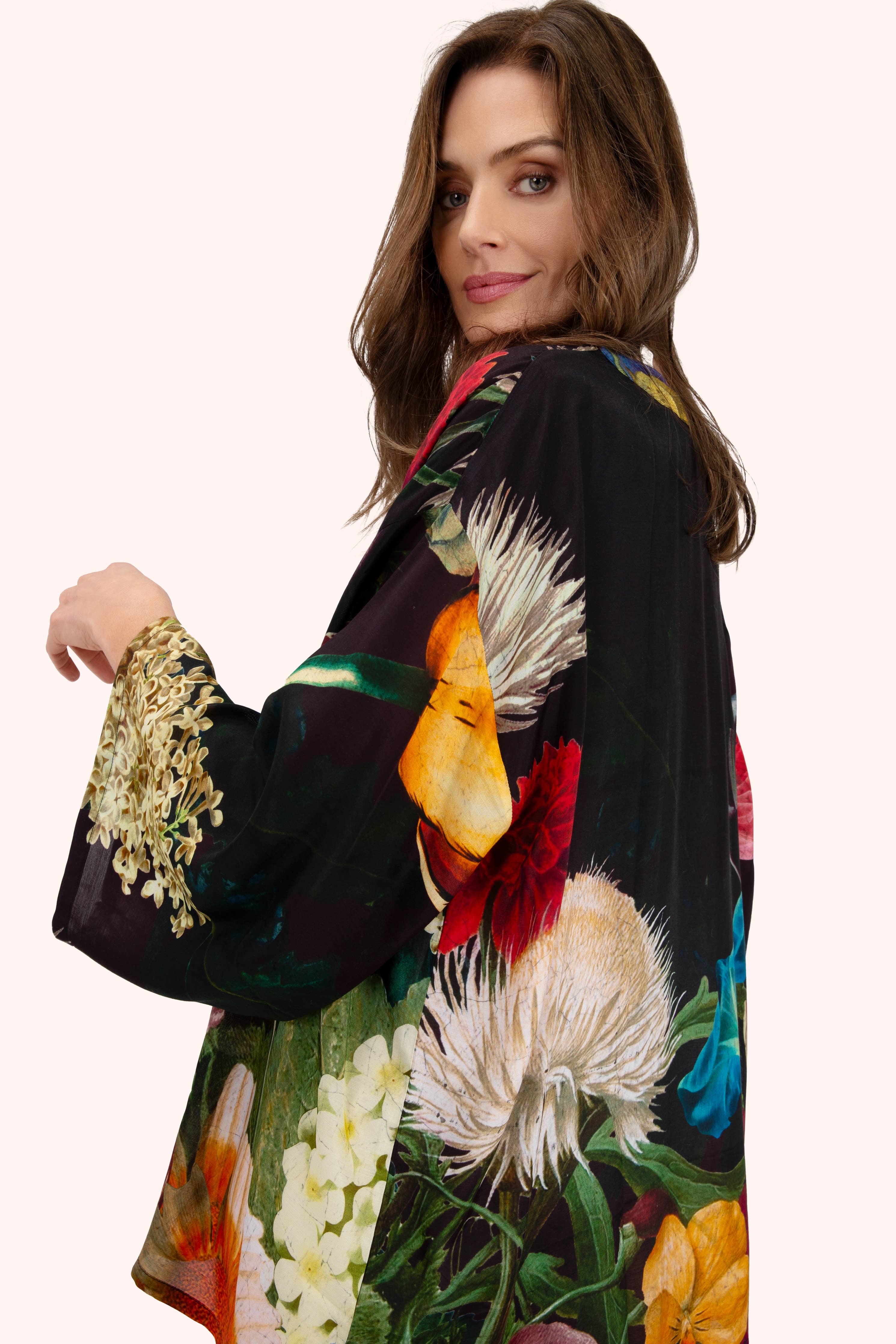 Kimono in mittlerer Länge - Opulentes Schokolade