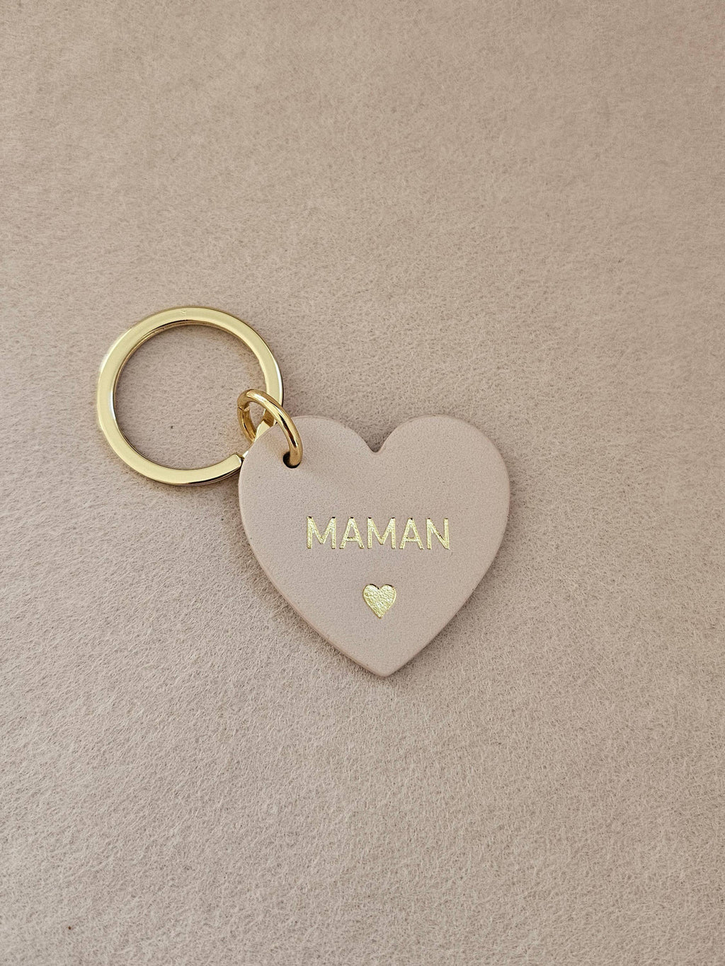 Leder-Schlüsselanhänger Herz Papa Mama: Schwarz