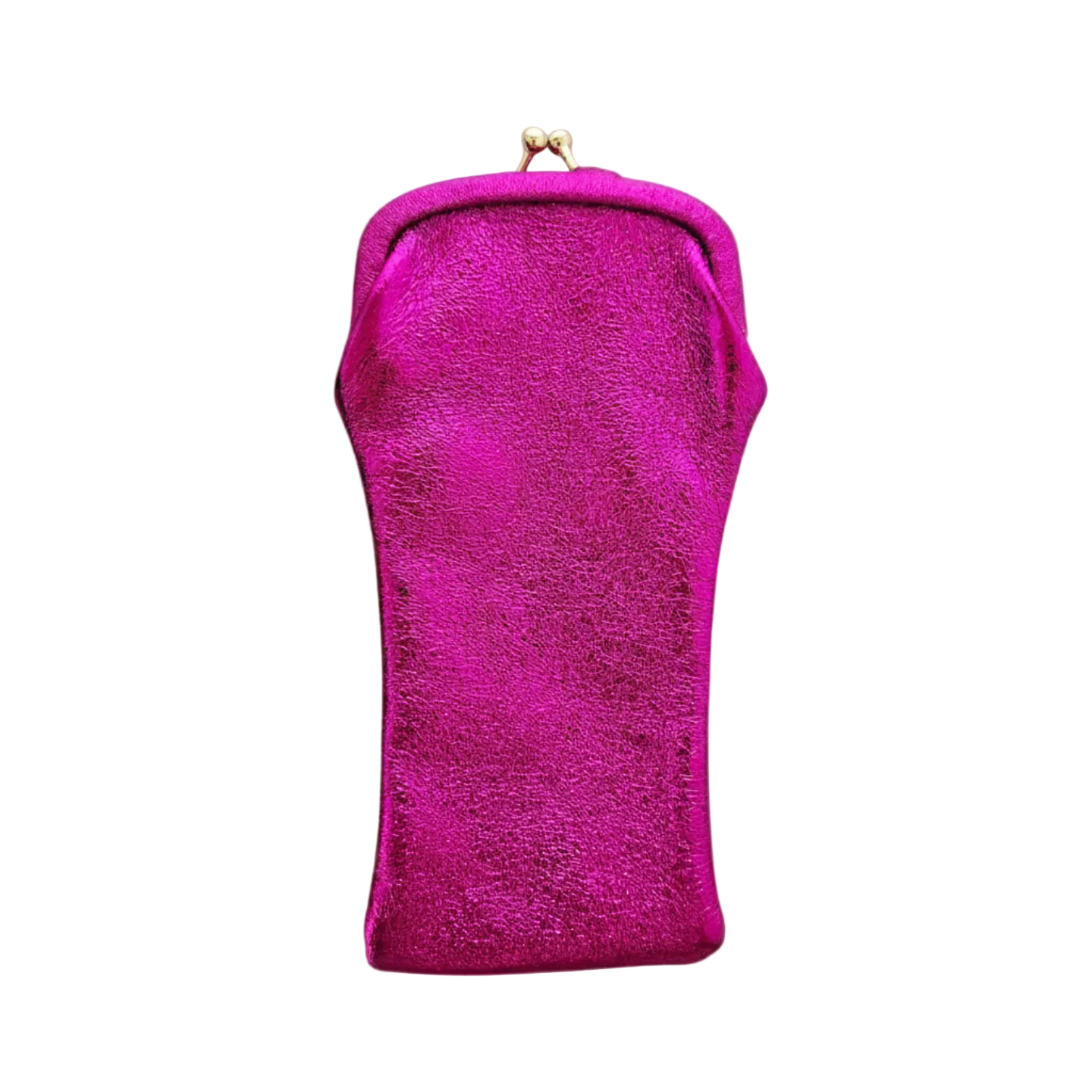 Brillenetui aus Leder mit Retro-Verschluss: Fuxia