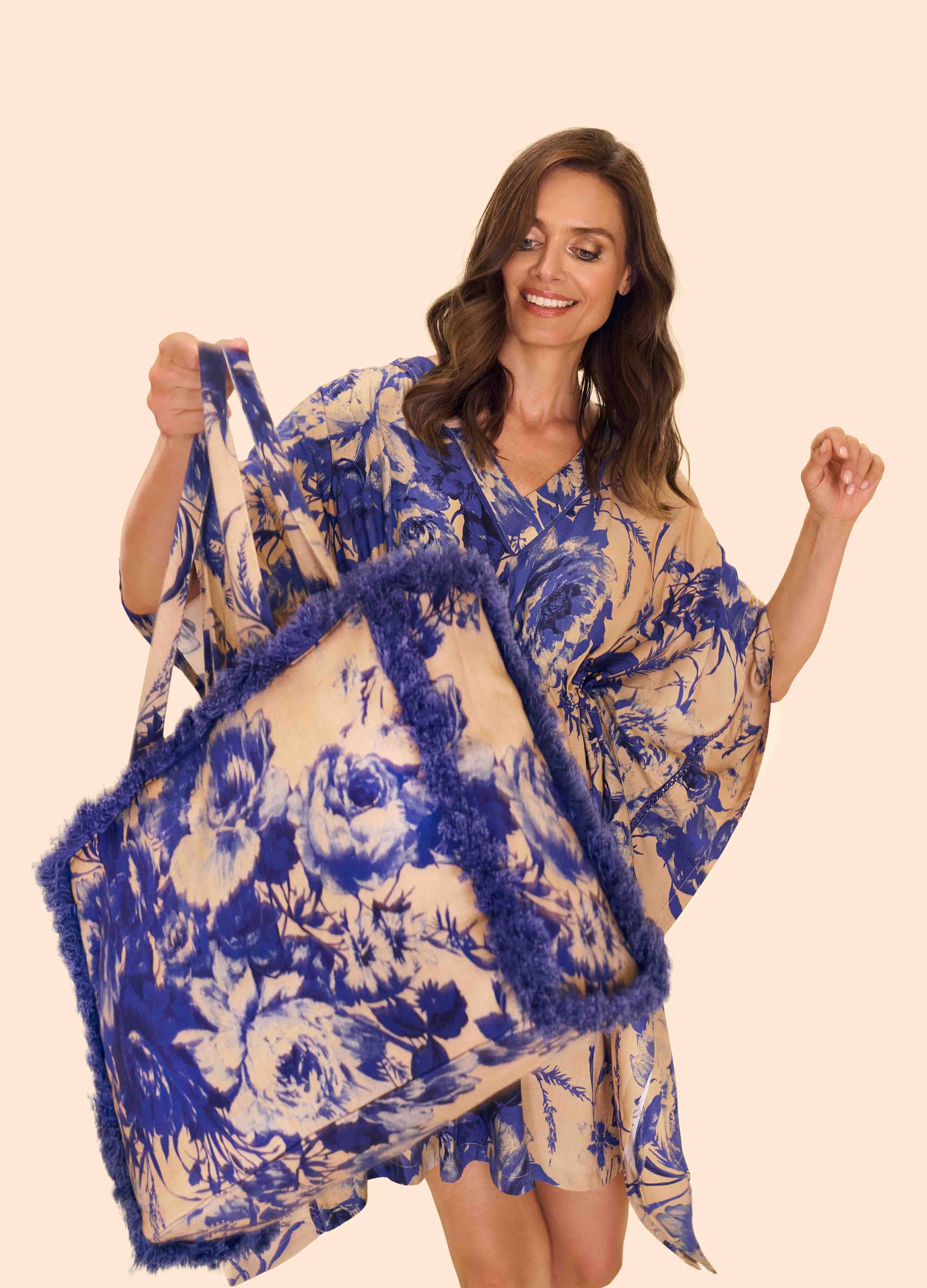 Fransen-Tasche - Blue Bloom - Powder Design