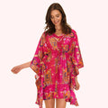Strandüberwurf - Ikat-Tiger - Fuchsia