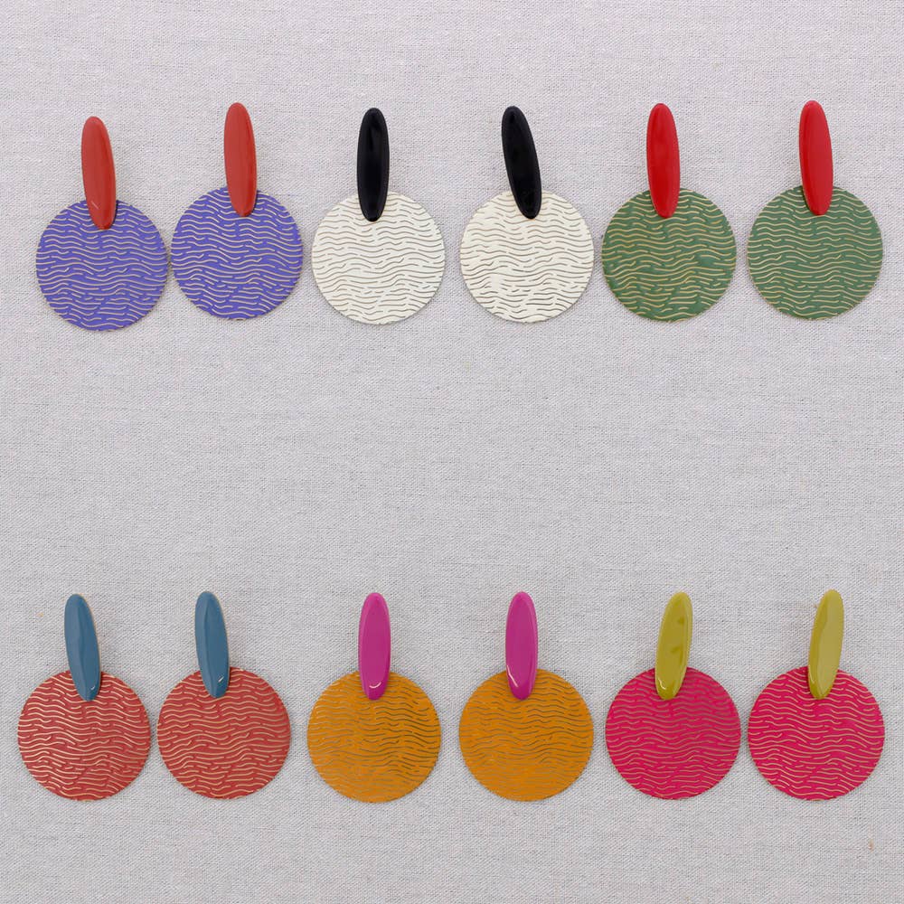 Ohrringe Edelstahl Anhänger Medaille Emaille: Azul