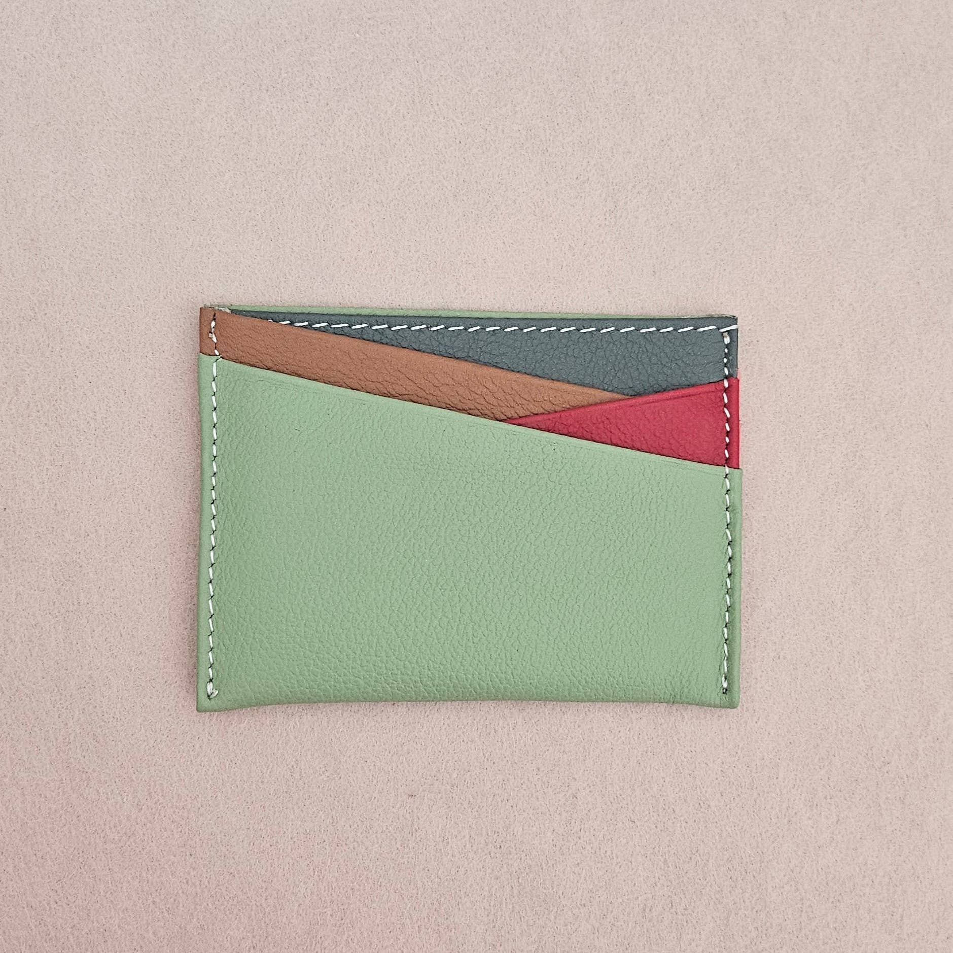 Kartenetui aus recyceltem Leder: Marine (+multicolor aléatoire)