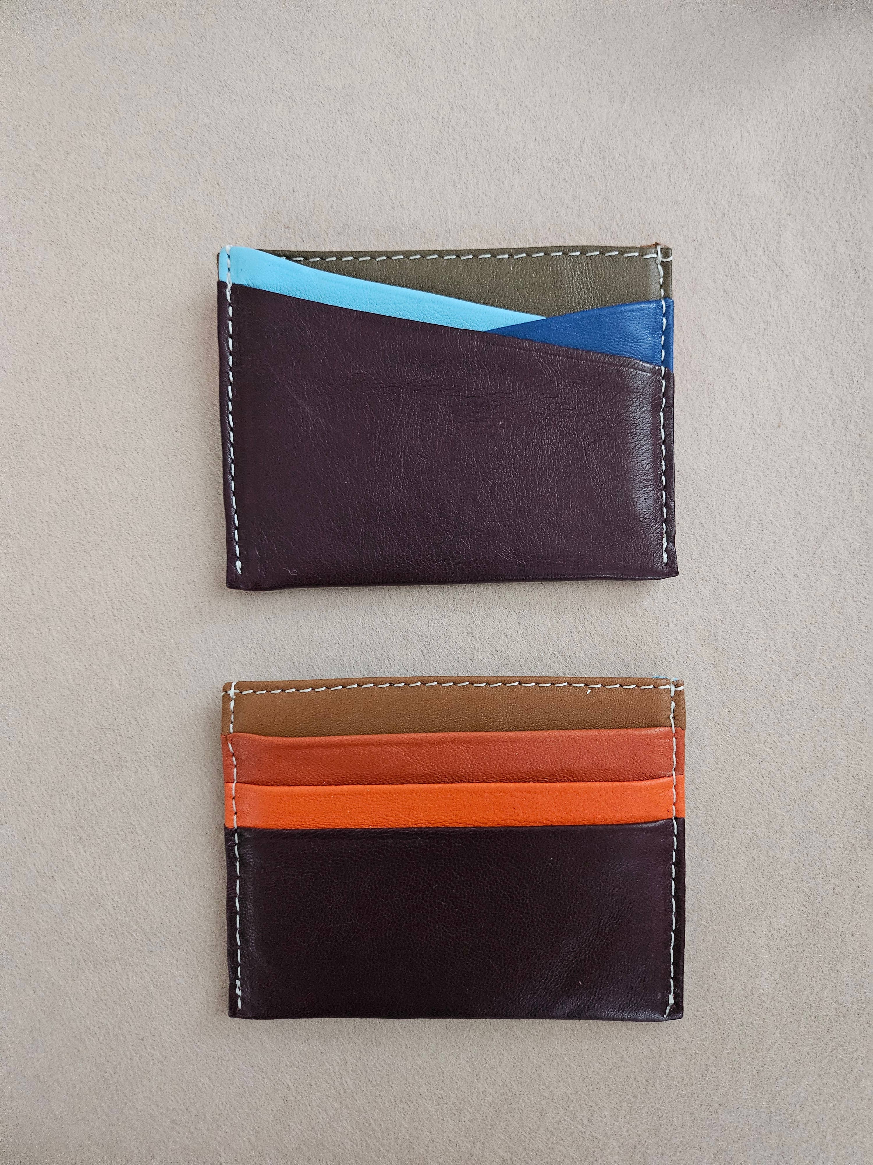 Kartenetui aus recyceltem Leder: Marine (+multicolor aléatoire)