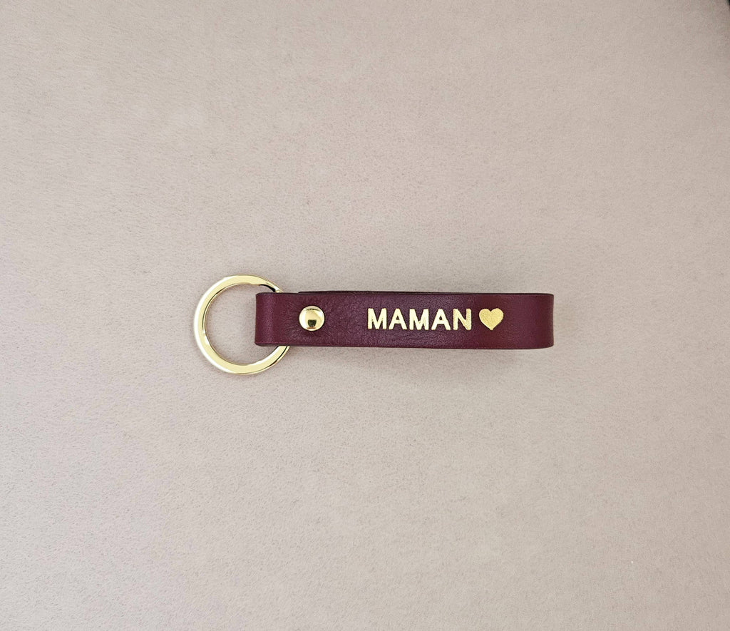 Personalisierter Leder-Schlüsselanhänger für Mama und Papa: Blau / Franzose / PAPA ♥