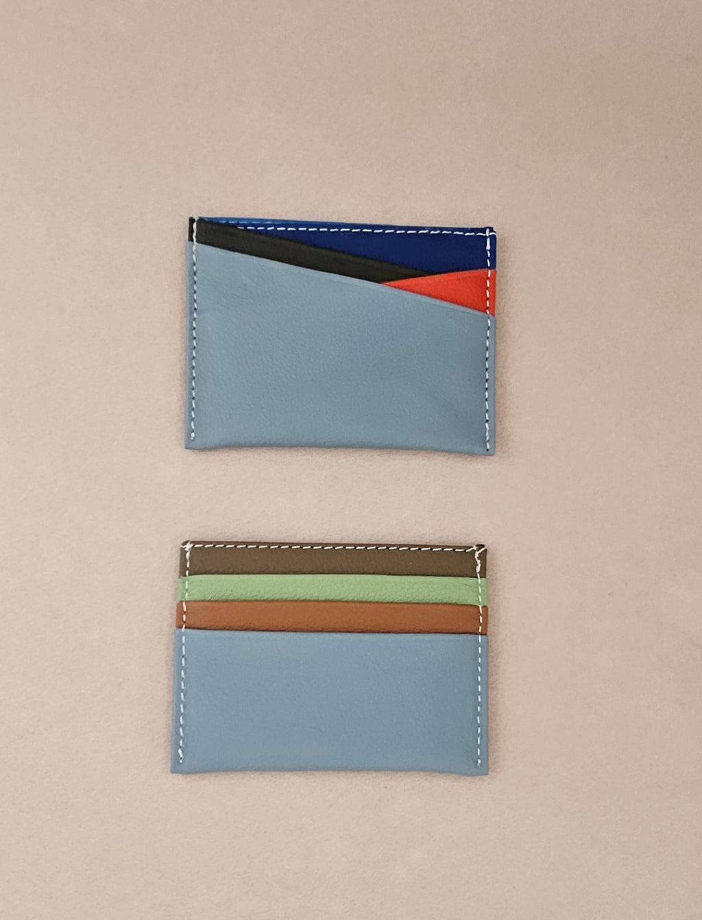 Kartenetui aus recyceltem Leder: Marine (+multicolor aléatoire)