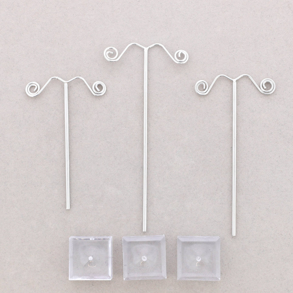Acryl-Ohrringhalter Set, 3-teilig: Silber