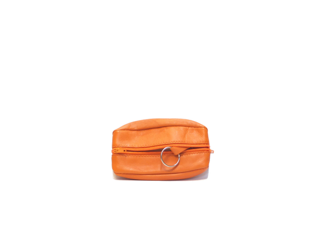 Münz- und Schlüsselmäppchen aus Leder in Kaffeebohnenform: Bonbonrosa
