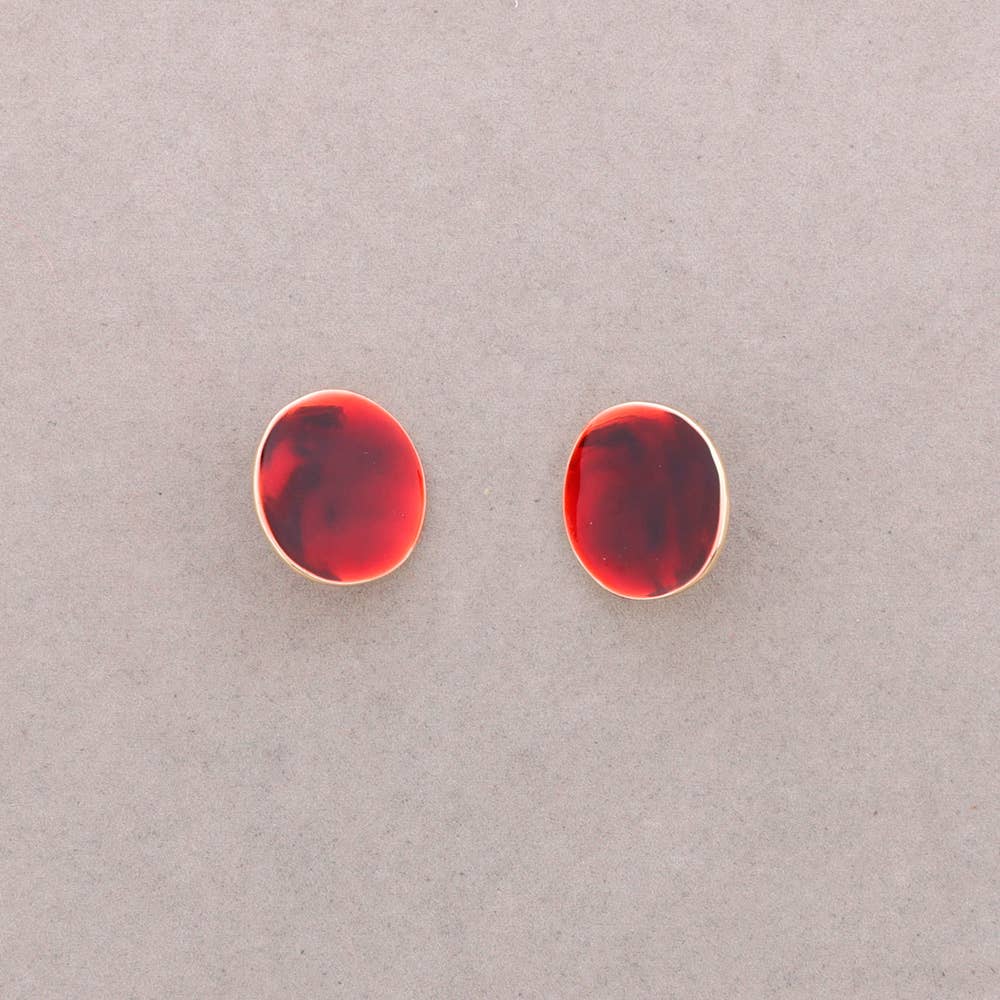 Clip-Ohrringe Medaille Emaille Metall: Orange