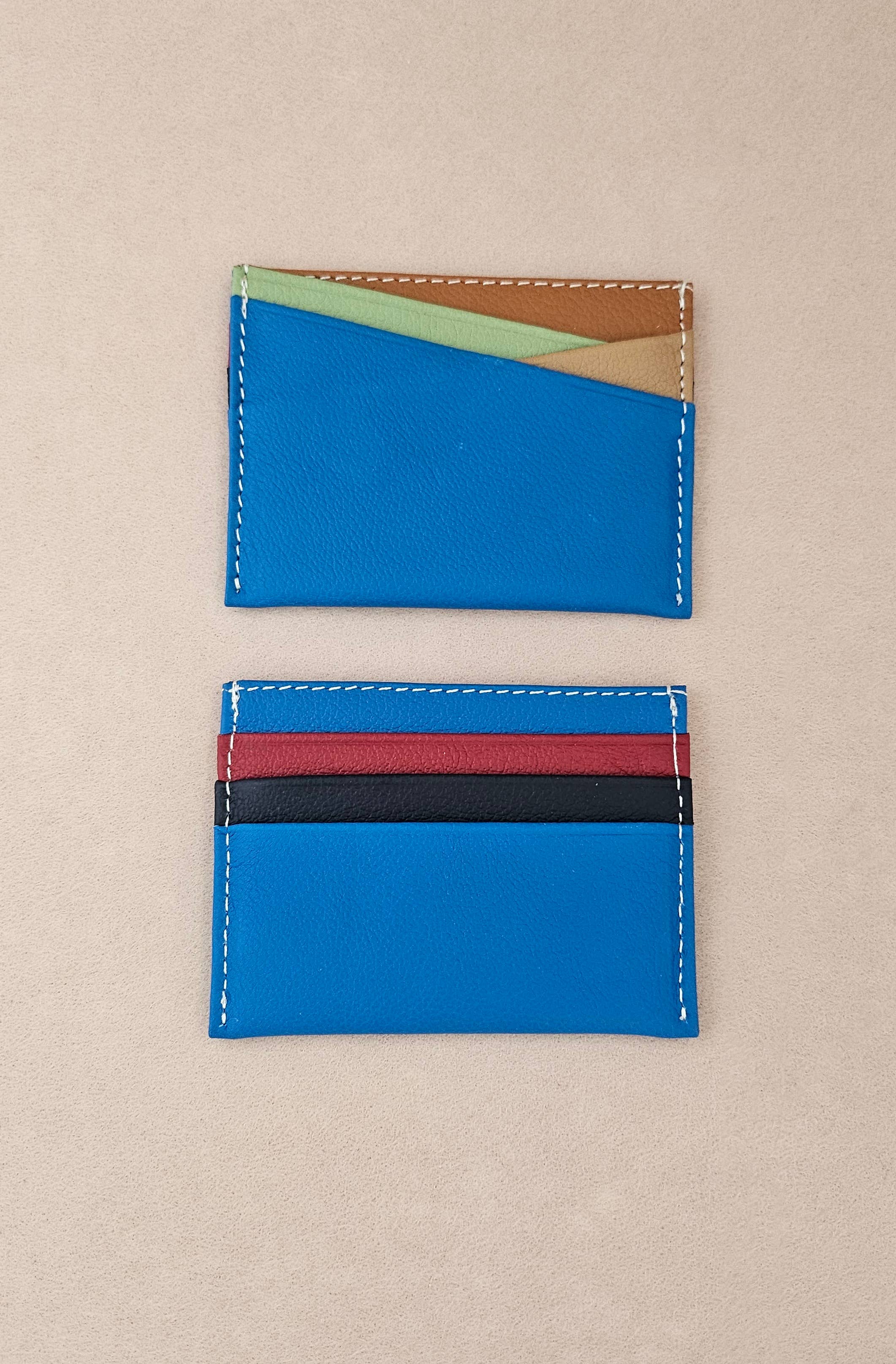 Kartenetui aus recyceltem Leder: Marine (+multicolor aléatoire)