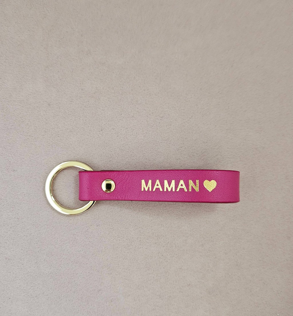 Personalisierter Leder-Schlüsselanhänger für Mama und Papa: Blau / Franzose / PAPA ♥