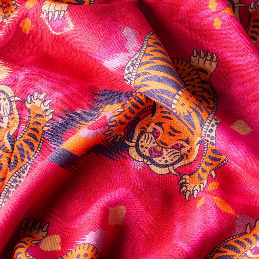 Strandüberwurf - Ikat-Tiger - Fuchsia