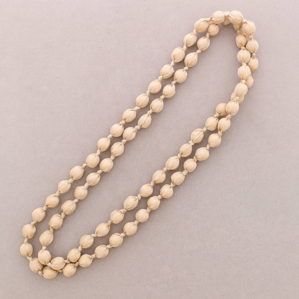 Lange Halskette mit stoffbezogenen Kugeln 160cm (B): Fuchsie