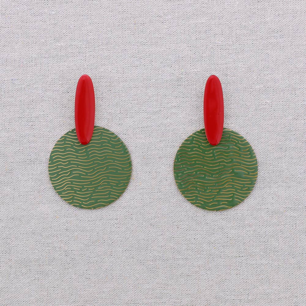 Ohrringe Edelstahl Anhänger Medaille Emaille: Azul