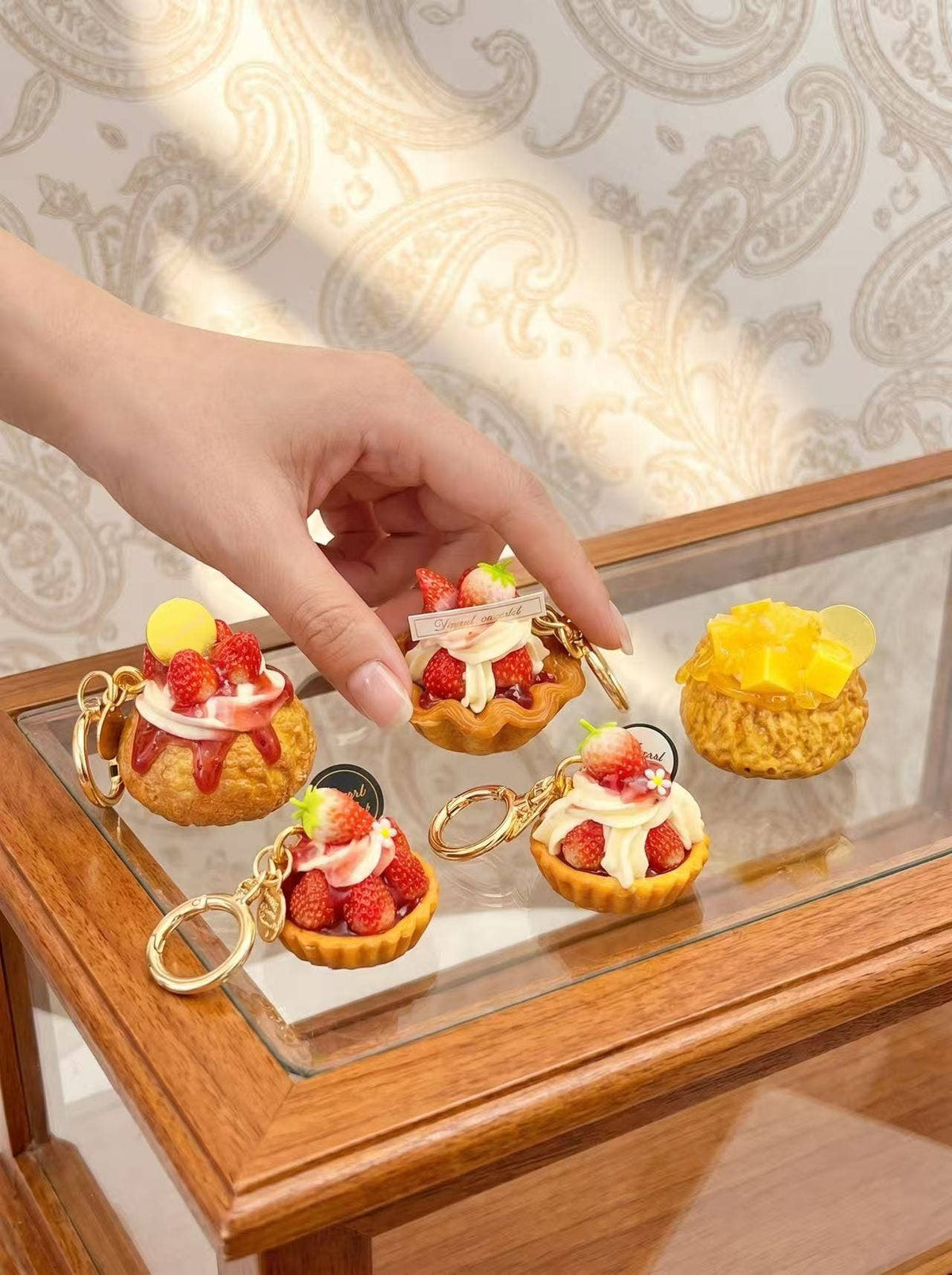 Set mit 5 Schlüsselanhängern, assortierte Desserts, niedlich, kawaii, realistisch