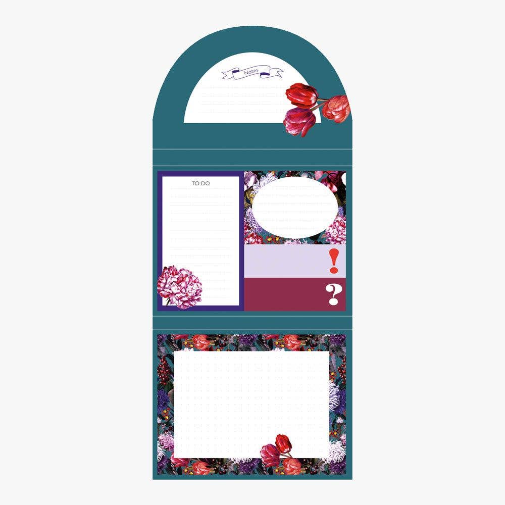 Sticky Notes Set Blumenbouquet Petrol