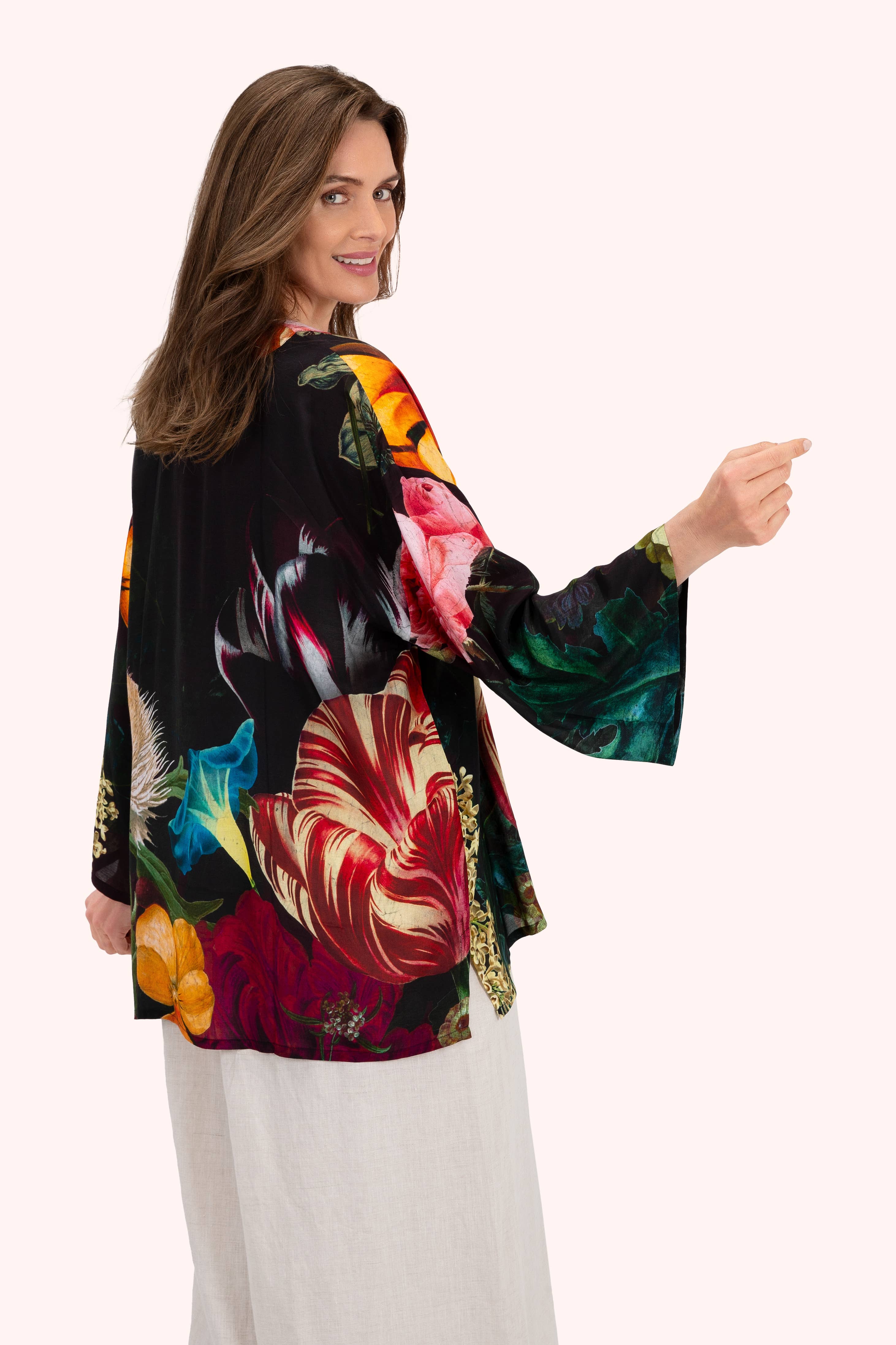 Kimono in mittlerer Länge - Opulentes Schokolade