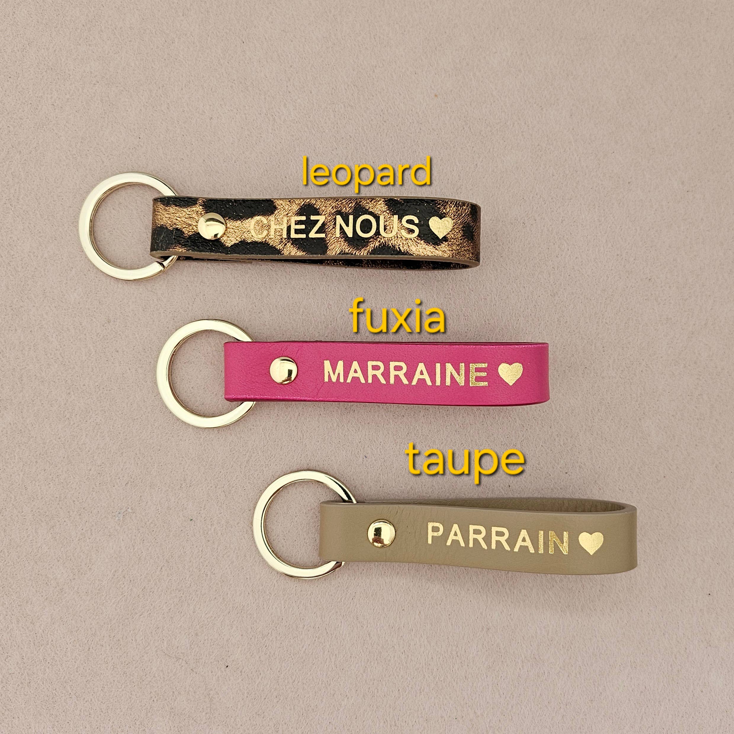 Personalisierter Leder-Schlüsselanhänger für Mama und Papa: Blau / Franzose / PAPA ♥