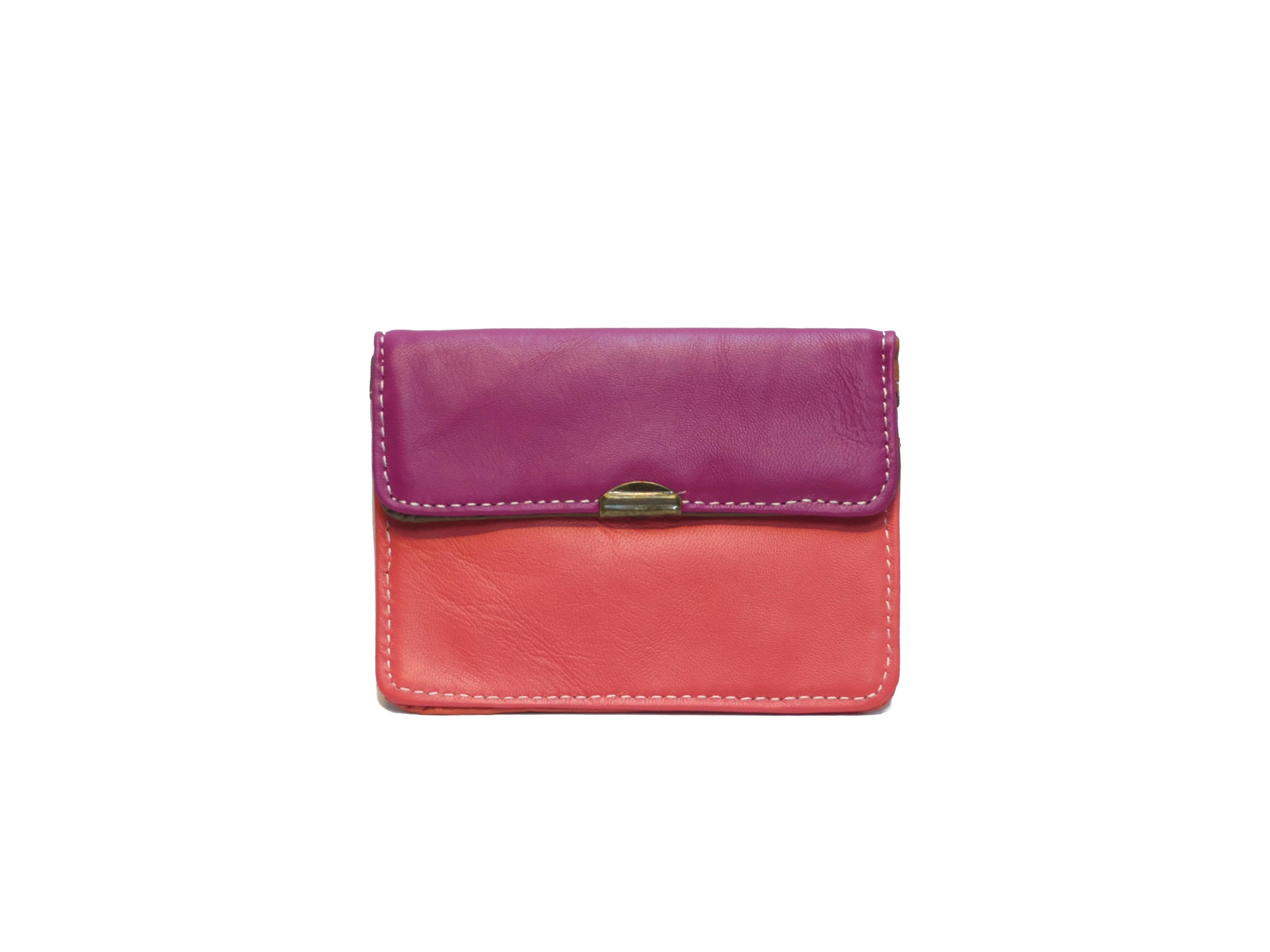 Mehrfachfach Leder-Geldbörse: Fuchsia/rosa