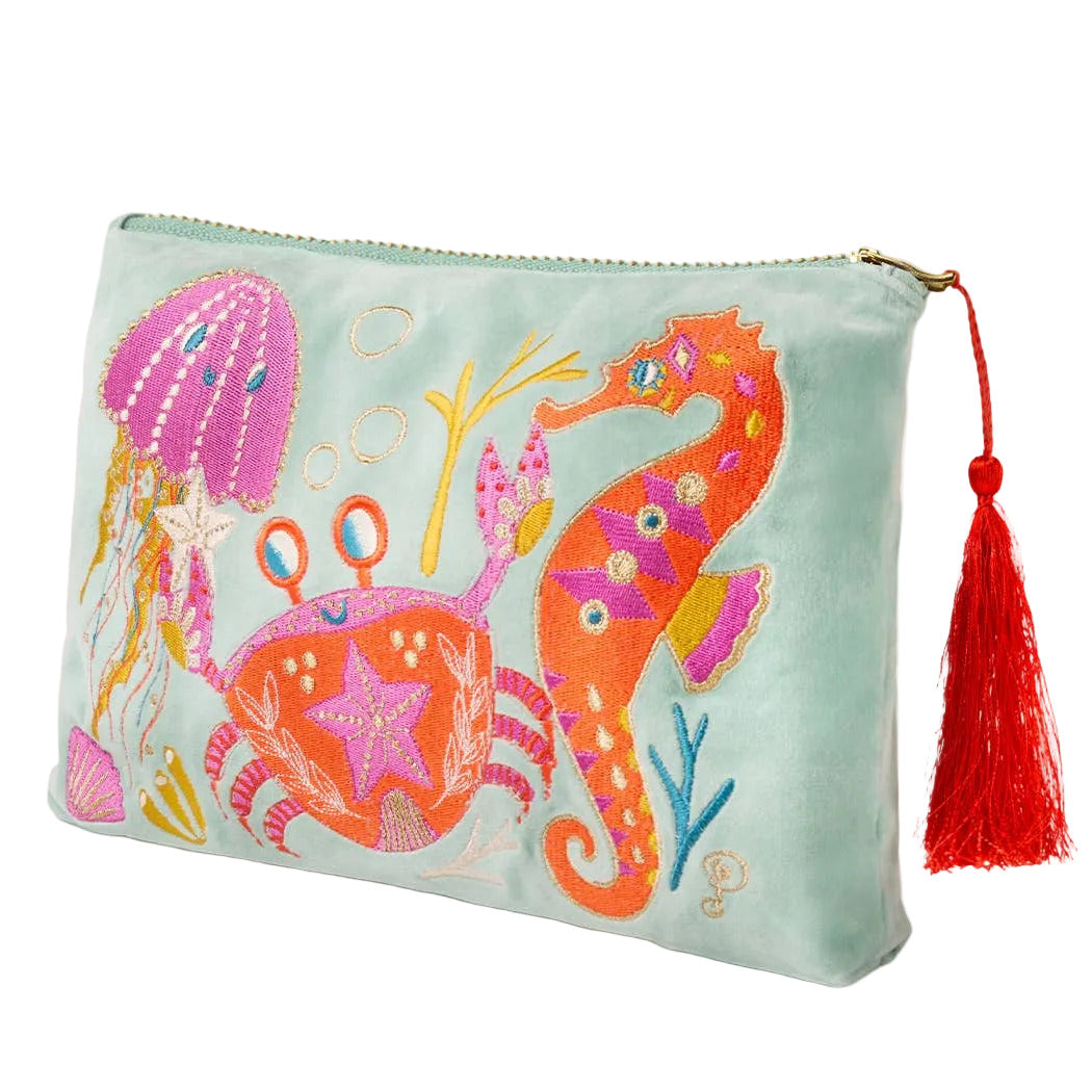 Samt-Kosmetiktasche - Meeresfreunde - Powder Design